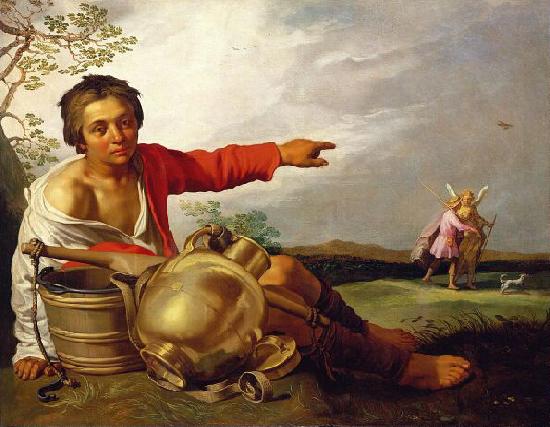 Abraham Bloemaert Shepherd Boy Pointing at Tobias and the Angel oil painting image